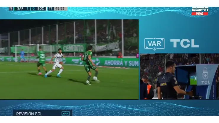 El gol anulado a Sarmiento.