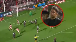 La reacción de Gallardo luego del gol de Instituto de un lateral.