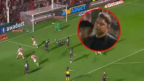 La reacción de Gallardo luego del gol de Instituto de un lateral.