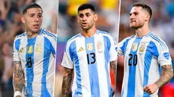 Los jugadores de la Selección Argentina Enzo Fernández, 'Cuti' Romero y Alexis Mac Allister.