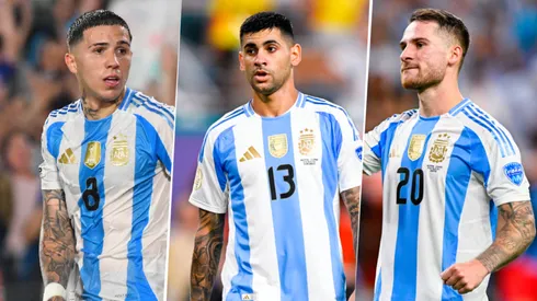 Los jugadores de la Selección Argentina Enzo Fernández, 'Cuti' Romero y Alexis Mac Allister.