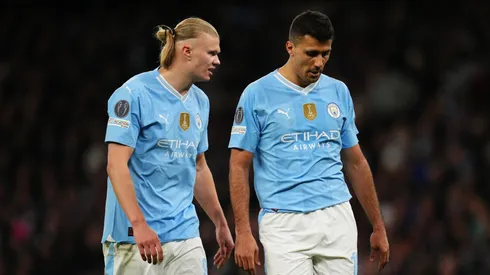 Haaland y Rodri, jugadores de Manchester City.