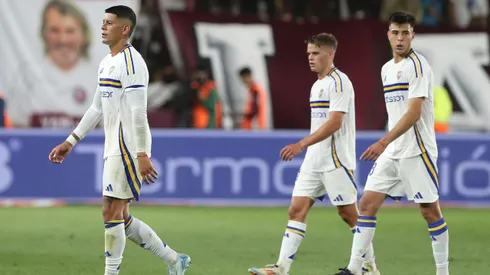 Los jugadores de Boca en el duelo contra Lanús.