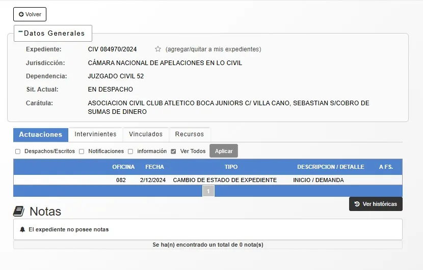 La declaración judicial de Boca contra Villa