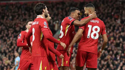 Los jugadores de Liverpool, a puro festejo.