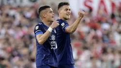 Los jugadores de Talleres festejan en El Monumental contra River Plate.