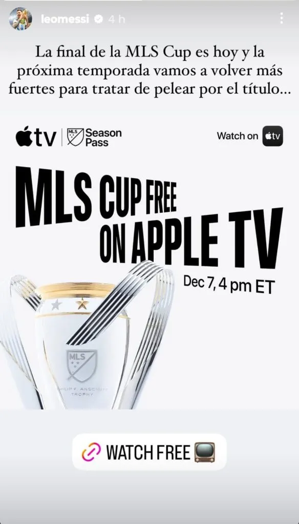 El posteo de Lionel Messi.