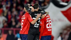 Los jugadores de Independiente, a puro festejo.