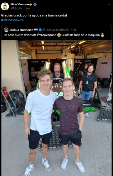 El agradecimiento de Nico Varrone a Joshua Duerksen (X @NicoVarrone).