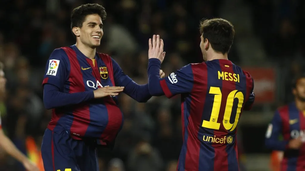Marc Bartra, con Messi, en el Barcelona durante la temporada 2014-15 (IMAGO / Marca).