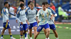 El calentamiento de los jugadores de Boca antes de jugar ante Independiente.