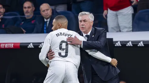 Carlo Ancelotti y Kylian Mbappé en el triunfo del Real Madrid ante Sevilla.
