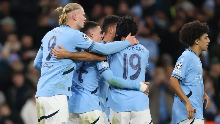 Los jugadores de Manchester City, a puro festejo.