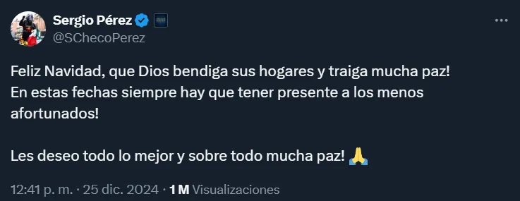 La publicación de Checo Pérez.