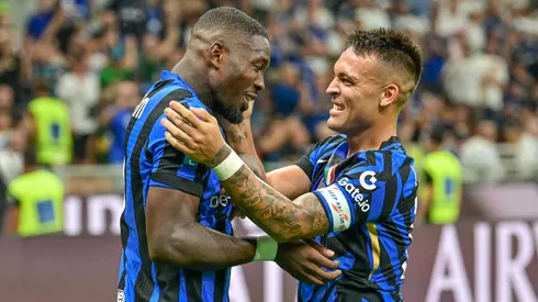 Lautaro Martínez y Marcus Thuram festejan en la goleada del Inter por 4-0 ante Atalanta en el último enfrentamiento entre ambos.