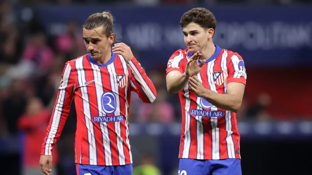 Griezmann y Julián Álvarez, los delanteros estrellas del Atlético de Madrid (Gonzalo Arroyo Moreno/Getty Images).