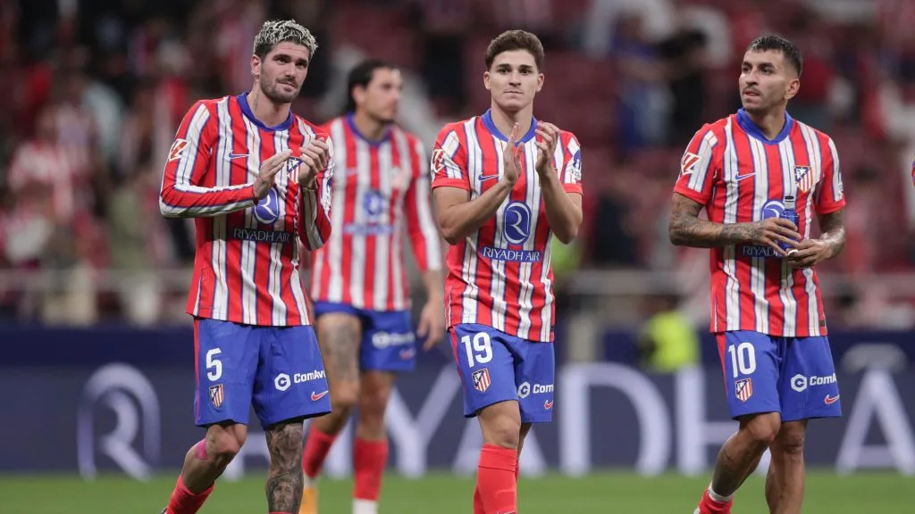 Rodrigo de Paul, Julián Álvarez y Ángel Correa, los argentinos del ‘Atleti’ (Gonzalo Arroyo Moreno/Getty Images).
