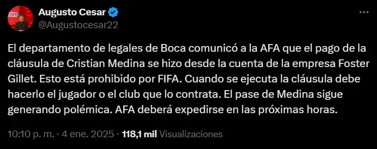 Posteo de Augusto César.