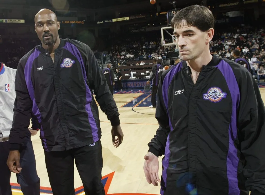 Malone junto a Stockton en una imagen de 2003.