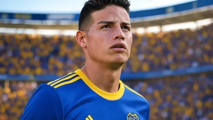 Imagen de James Rodríguez con la camiseta de Boca creada por Inteligencia Artificial