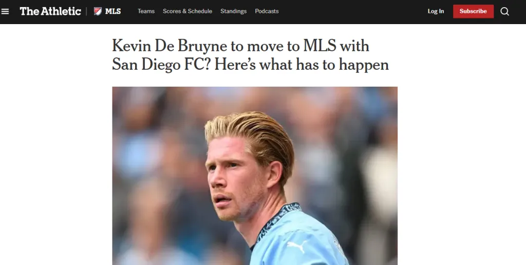 Especulan con una llegada de Kevin de Bruyne a San Diego FC (The Athletic).