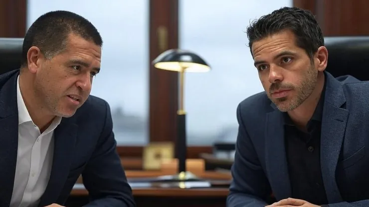 Riquelme y Gago, con distintas posturas sobre el arco de Boca.