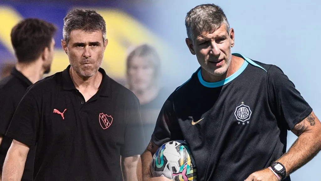 Julio Vaccari y Martín Palermo, los entrenadores de Independiente y Olimpia, respectivamente.