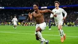 El festejo de Endrick luego de lograr uno de sus goles para Real Madrid.