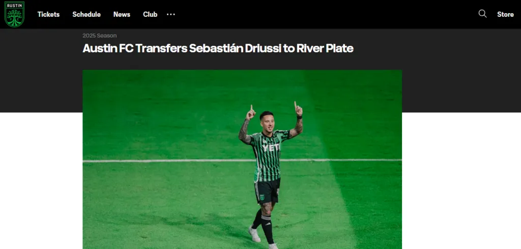 Austin FC anunció la salida de Driussi (Oficial).