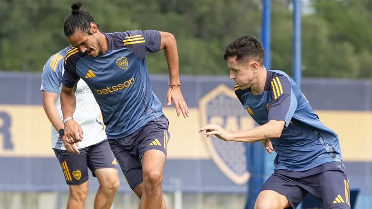 Ander Herrera y Cavani en el entrenamiento de Boca.