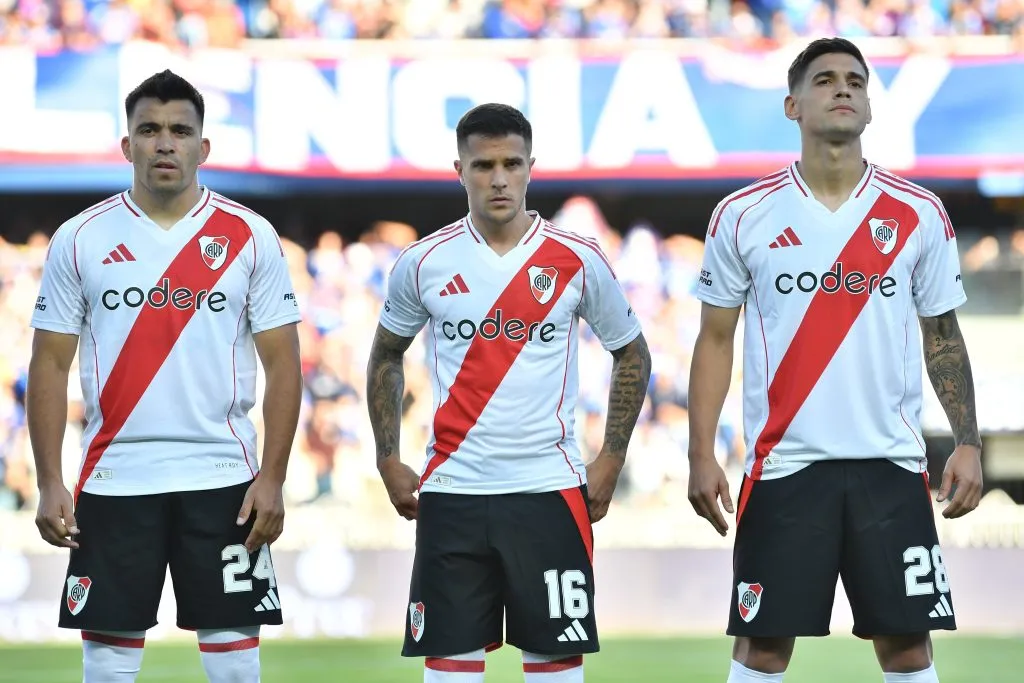 Marcos Acuña, Fabricio Bustos y Lucas Martínez Quarta. (Foto: Prensa River).