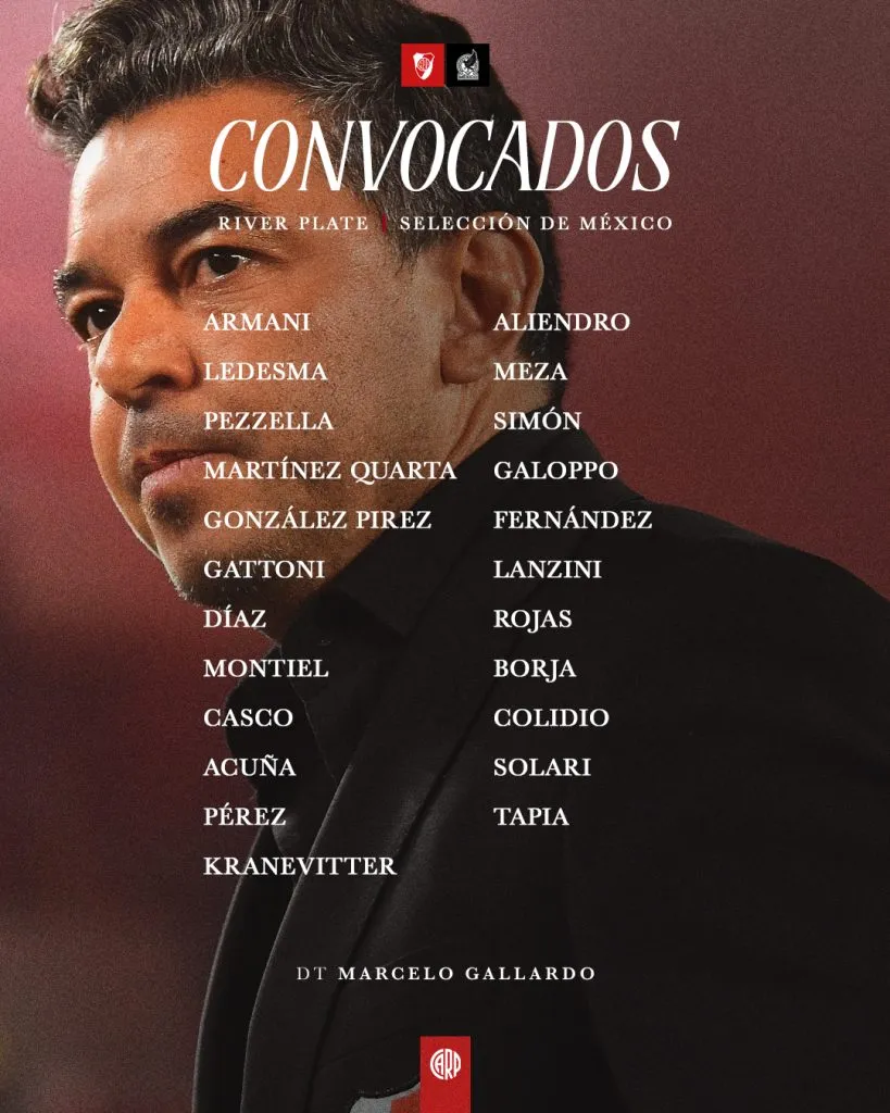 Los convocados de River ante México
