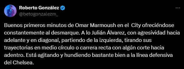 Otra comparación entre Marmoush y Álvarez (X @betogonzalezm_).