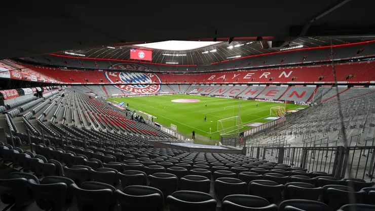 MUNICH, GERMANY - MAY 23: General view inside the stadium during the Bundesliga match between FC Bayern Muenchen and Eintracht Frankfurt at Allianz Arena on May 23, 2020 in Munich, Germany. (Photo by Andreas Gebert/Pool via Getty Images)
