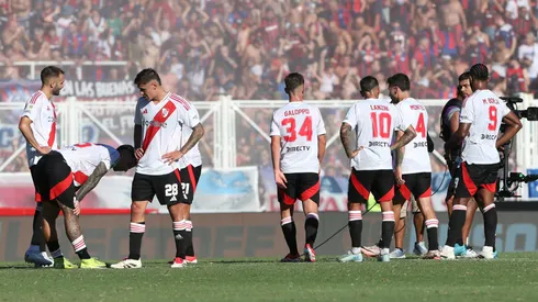 Los jugadores de River en el Nuevo Gasómetro.