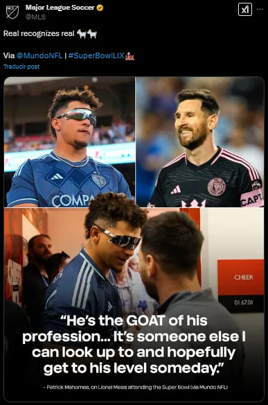 La MLS replicó las palabras de Mahomes sobre Messi (X @MLS).