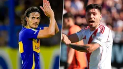 Edinson Cavani y Gonzalo Montiel.