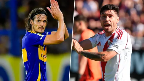 Edinson Cavani y Gonzalo Montiel.