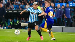 Maxi Salas y Juan Barinaga en el último Racing Club vs Boca Juniors, en el Cilindro de Avellaneda.