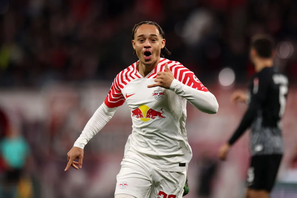 Xavi Simons celebrando un gol en Leipzig.