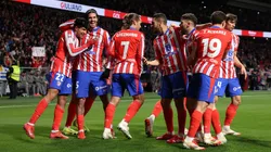 Los jugadores de Atlético Madrid festejan la victoria por 5-0 ante Getafe en la Copa del Rey.