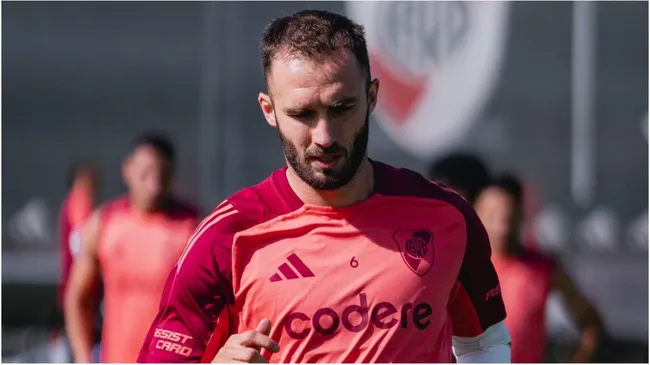 Germán Pezzella volvió a incorporarse a River tras su convocatoria.