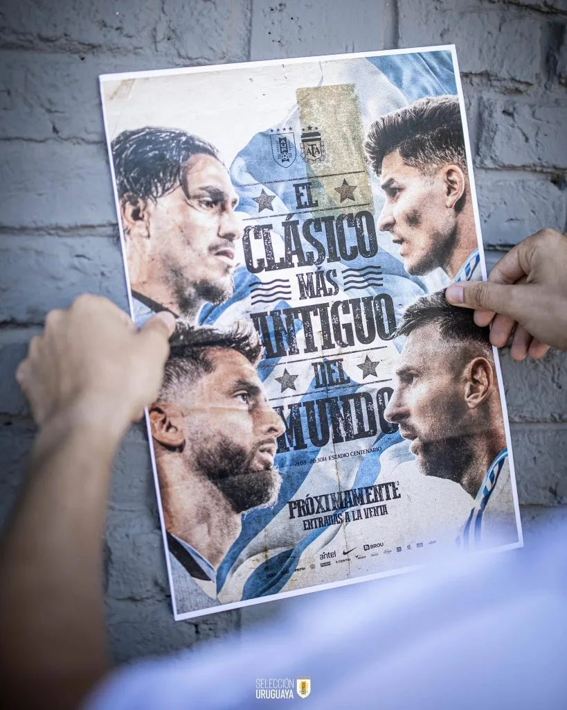 La publicación de la Asociación Uruguaya de Fútbol para promocionar el clásico ante Argentina.