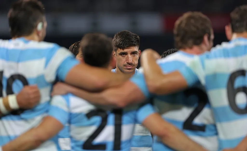 NELSPRUIT, SOUTH AFRICA – SEPTEMBER 28:  Tomas Lavanini of Argentina takes part in a huddle during the Rugby Championship 2024 match between South Africa Springboks and Argentina Pumas at Mbombela Stadium on September 28, 2024 in Nelspruit, South Africa. (Photo by Johan Orton/Gallo Images/Getty Images)
