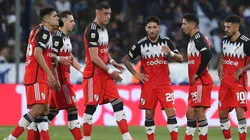 Los jugadores de River en el duelo ante Gimnasia.