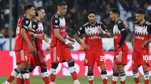 Los jugadores de River en el duelo ante Gimnasia.