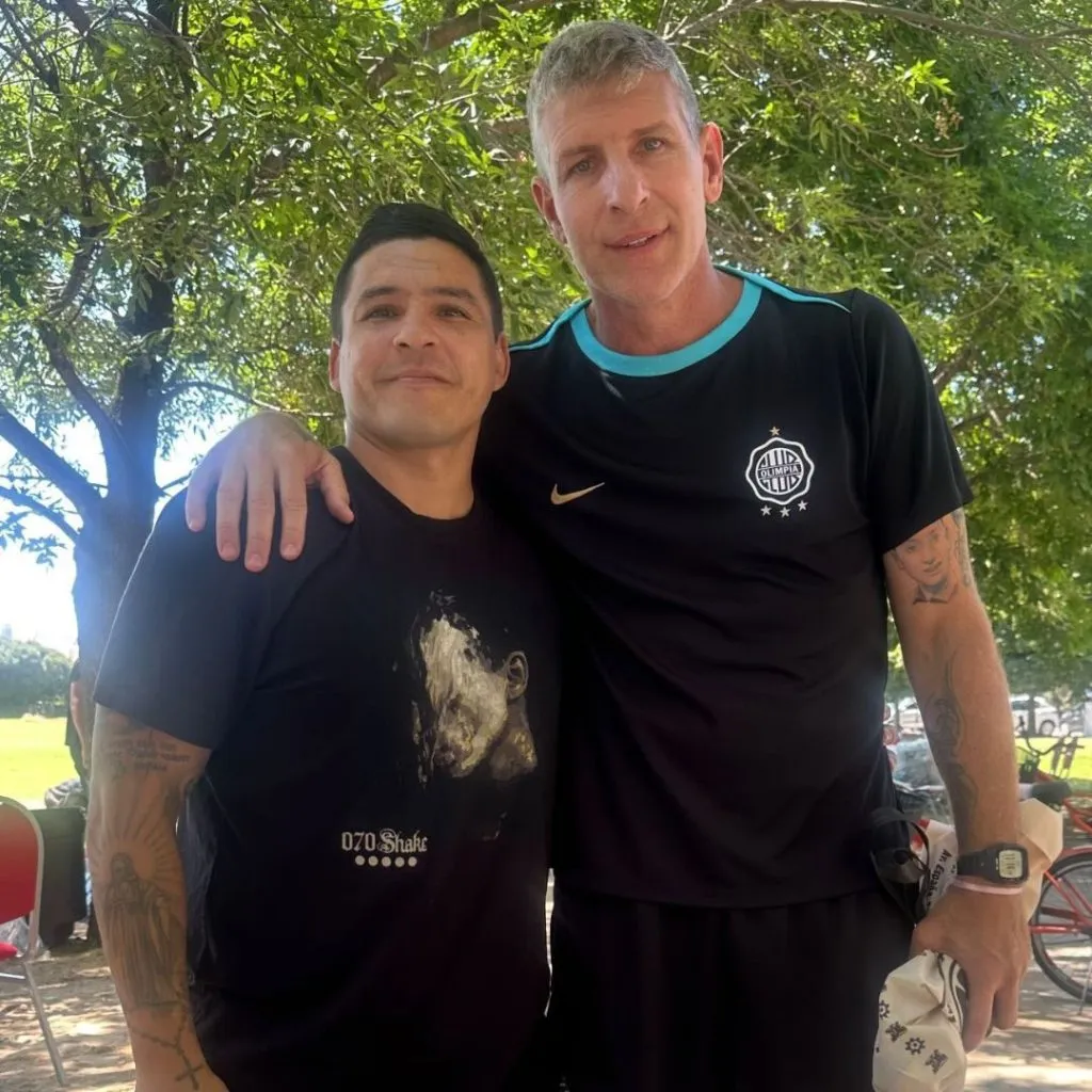 La foto que se sacaron Pochi y Palermo en enero. Foto IG.