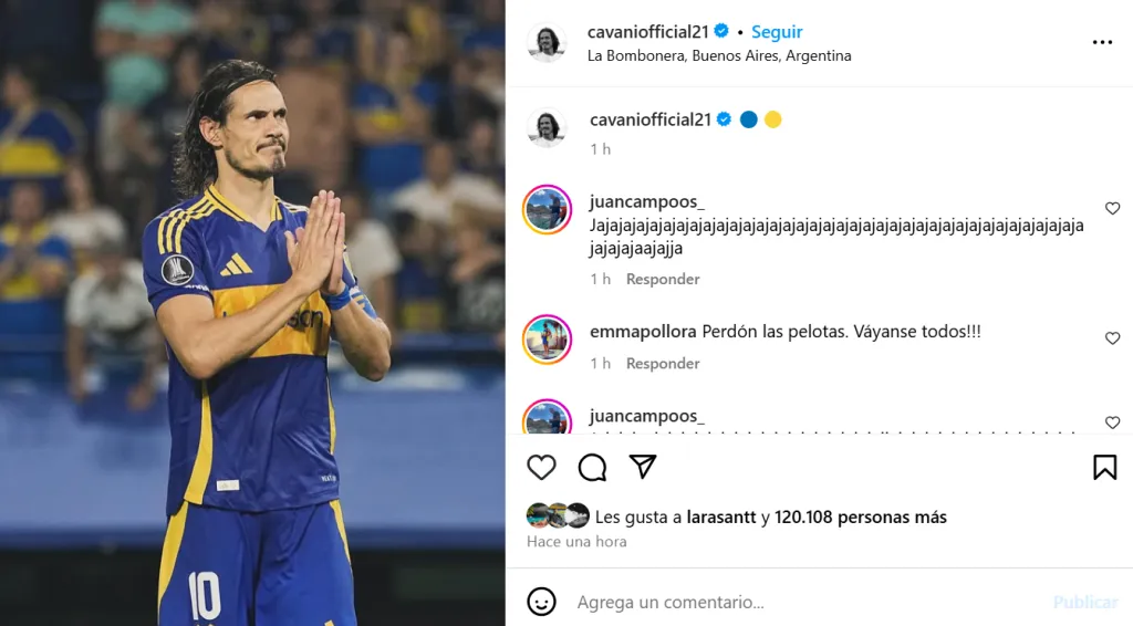 Edinson Cavani realizó un posteo en sus redes sociales.