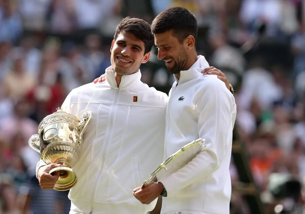 Alcaraz le ganó la final de Wimbledon 2024 a Novak Djokovic. (Foto: Getty).