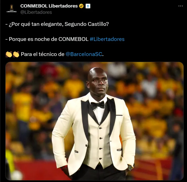 El posteo de Conmebol sobre Segundo Castillo.